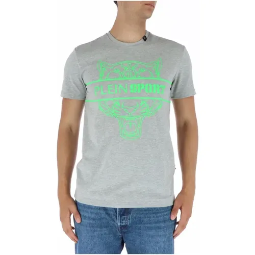 Grey Print Round Neck T-shirt , male, Sizes: S, M, L, 2XL, XL - Plein Sport - Modalova