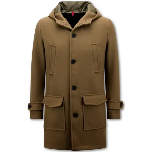Sporty Long Coat with Waist for Men -8931 , male, Sizes: M, XS, S, L, XL - Enos - Modalova