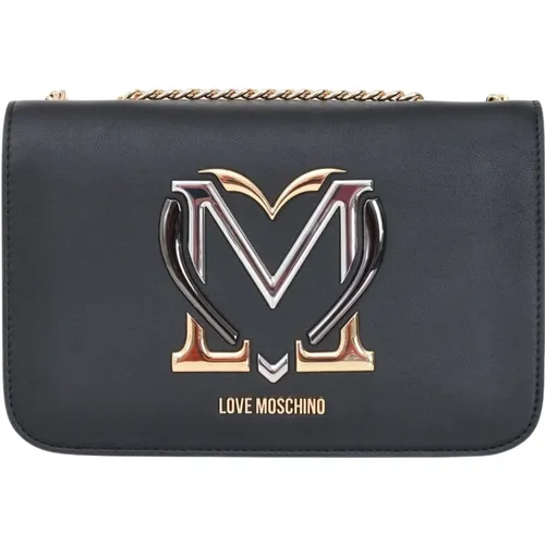 Schwarze Umhängetasche mit Kettenriemen - Love Moschino - Modalova