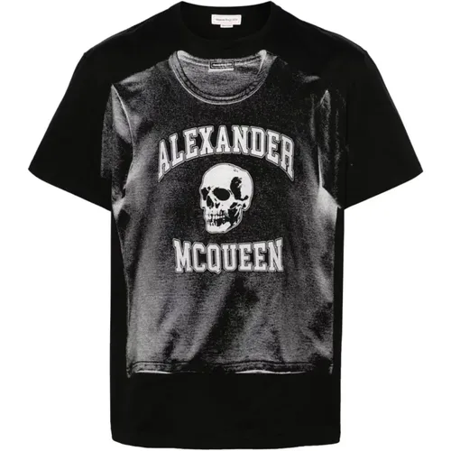Black Graphic Print T-shirt , male, Sizes: L, M - alexander mcqueen - Modalova