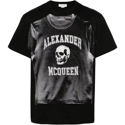 Black Graphic Print T-shirt , male, Sizes: M - alexander mcqueen - Modalova