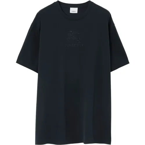 Blaues EKD Baumwoll-T-Shirt mit Besticktem Logo , Herren, Größe: M - Burberry - Modalova