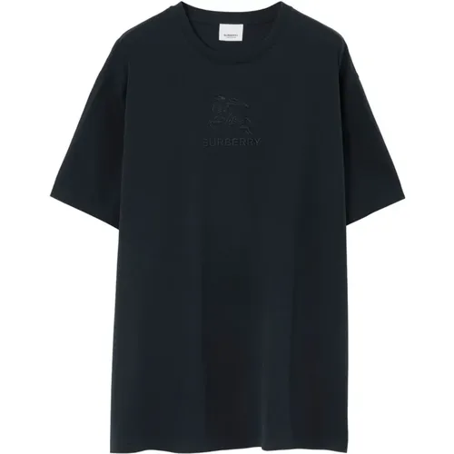 Blaues EKD Baumwoll-T-Shirt mit Besticktem Logo - Burberry - Modalova