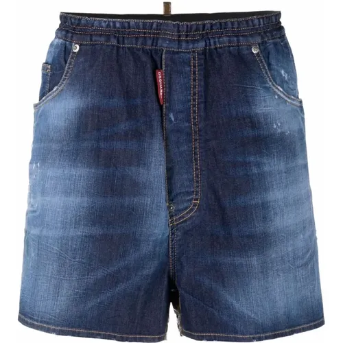 Blaue Casual Baumwolle Elasthan Shorts , Herren, Größe: M - Dsquared2 - Modalova