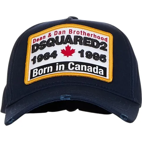 Blaue Verstellbare Mütze mit Maxi Logo Patch , Herren, Größe: ONE Size - Dsquared2 - Modalova