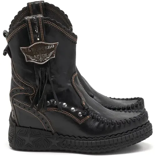 Schwarze Distress Indian Style Stiefel , Damen, Größe: 36 EU - El Vaquero - Modalova