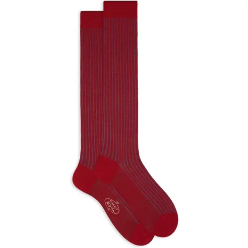 Rote Wolle Baumwolle Lange Plattierte Socken - Gallo - Modalova