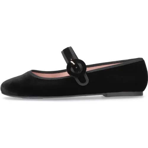 Schwarze Ballerinas mit Verstellbarem Riemen , Damen, Größe: 38 1/2 EU - Pretty Ballerinas - Modalova