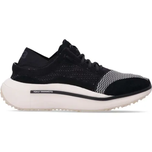 Schwarze und weiße Low-Top-Sneakers mit Wildleder-Details - Y-3 - Modalova