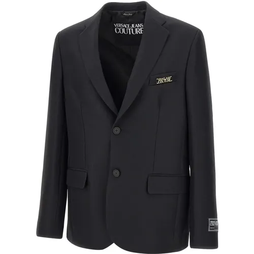 Crepe Blazer with Logo Buttons , male, Sizes: L, XS, S, M - Versace Jeans Couture - Modalova