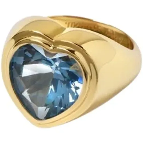 Vintage Ring aus Messing und Goldplattiert mit Blauem Kristall - Timeless Pearly - Modalova