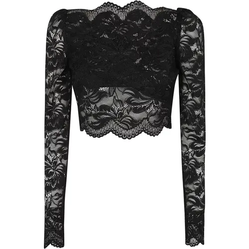 Floral Print Lace Long Sleeve Top , female, Sizes: S - Paco Rabanne - Modalova