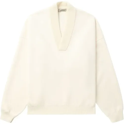 Cream V-Neck Sweater , male, Sizes: S, XS - Fear Of God - Modalova