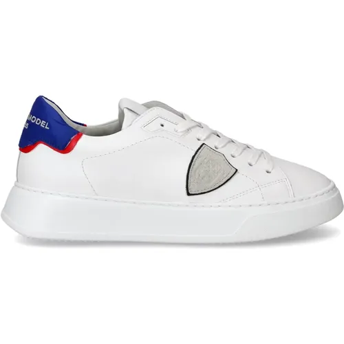 Weiße Blaue Temple Sneakers Ode Frankreich , Herren, Größe: 43 EU - Philippe Model - Modalova