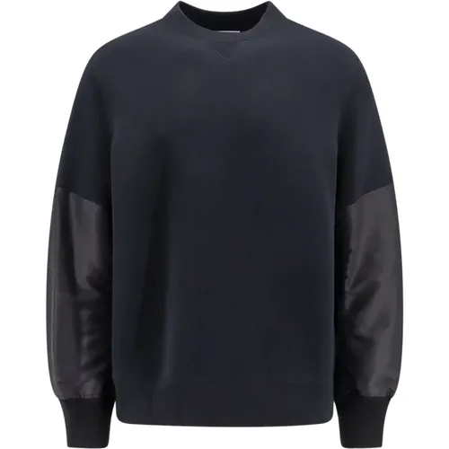 Baumwoll-Sweatshirt mit Nylon-Einsätzen , Herren, Größe: S - Sacai - Modalova