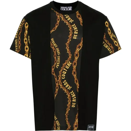 Schwarzes T-Shirt für Männer , Herren, Größe: L - Versace Jeans Couture - Modalova