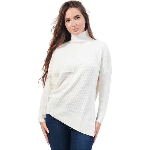 Weißer Rollkragenpullover aus Wollmischung , Damen, Größe: L - Armani Exchange - Modalova