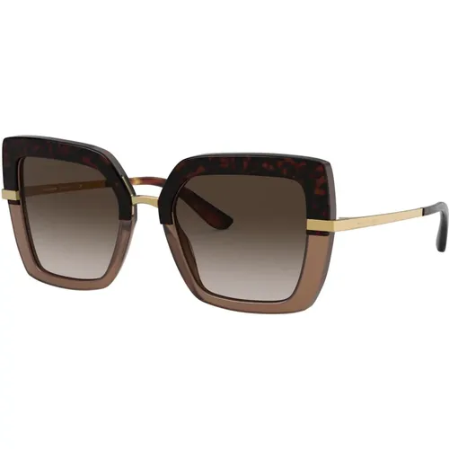 Half Print Sunglasses in Havana , female, Sizes: 52 MM - Dolce & Gabbana - Modalova