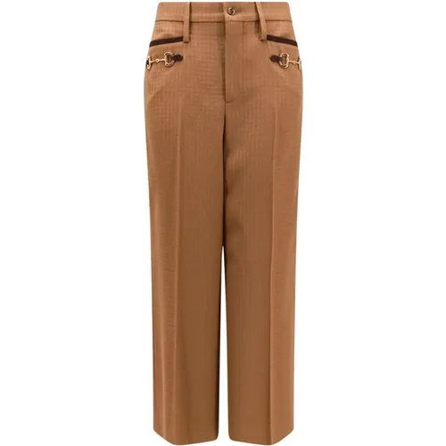 Braune Hose mit Knopf- und Reißverschluss - Gucci - Modalova