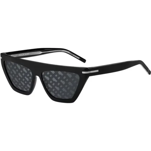 Schwarze Lineare Spiegel Sonnenbrille , unisex, Größe: 58 MM - Boss - Modalova