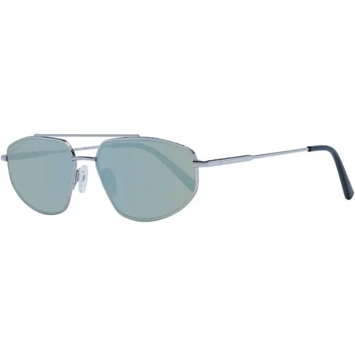 Silver Aviator Sunglasses with Green Lenses , unisex, Sizes: ONE SIZE - Serengeti - Modalova