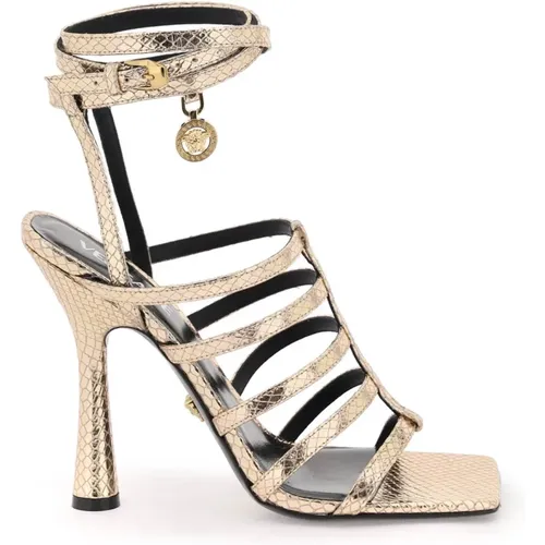 Snake-effect Lycia Structure Sandals , female, Sizes: 4 UK, 6 UK, 5 UK - Versace - Modalova