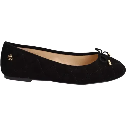 Schwarze Ballerinas mit Schleife , Damen, Größe: 35 1/2 EU - Ralph Lauren - Modalova