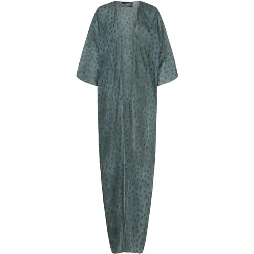 Long Ramie Kimono Jacket Print , female, Sizes: L, M, S - Cortana - Modalova