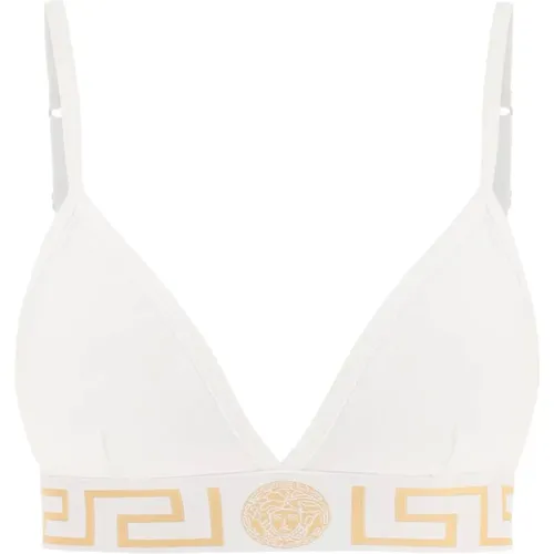 Greca Triangle Bra with Medusa Motif , female, Sizes: S - Versace - Modalova