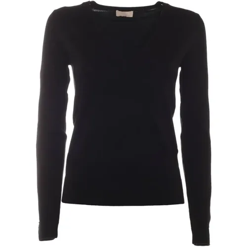 Schwarzer V-Ausschnitt-Pullover , Damen, Größe: XS - Liu Jo - Modalova