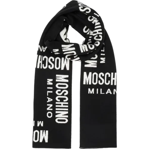 Logo Wool Scarf Multicolour Pattern , male, Sizes: ONE SIZE - Moschino - Modalova