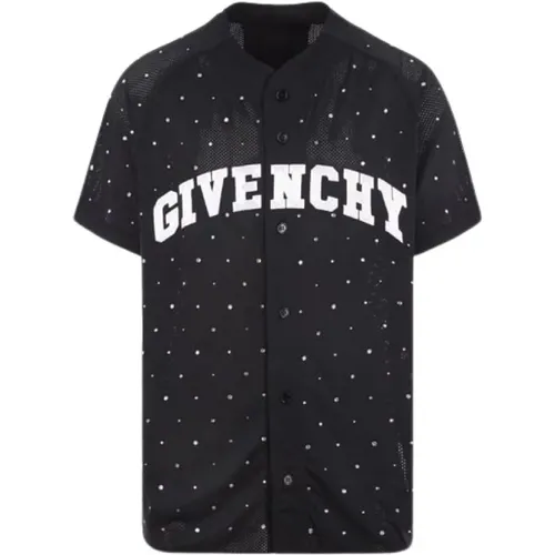 Mesh T-shirt with Crystals and College Logo , male, Sizes: M - Givenchy - Modalova
