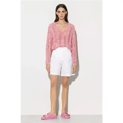 Weiße Leinen Shorts , Damen, Größe: S - LUISA CERANO - Modalova