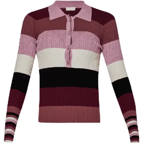 Striped Knit Polo Shirt , female, Sizes: S, XS, M, L, XL - Liu Jo - Modalova