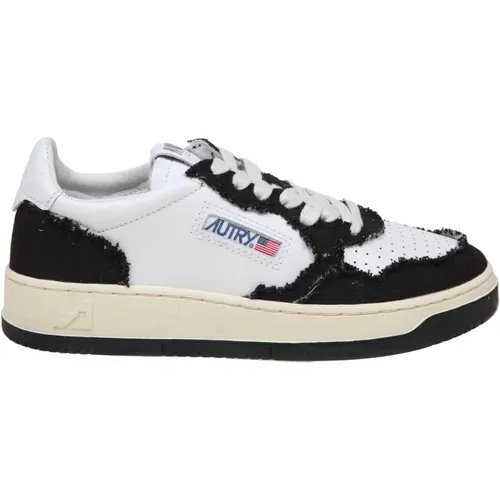Sneakers in black and white leather and canvas , male, Sizes: 10 UK, 7 UK, 8 UK, 11 UK - Autry - Modalova