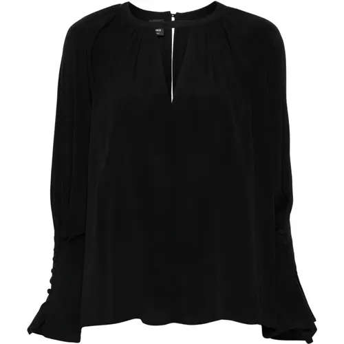 Schwarze Casual Bluse mit Seide , Damen, Größe: S - pinko - Modalova