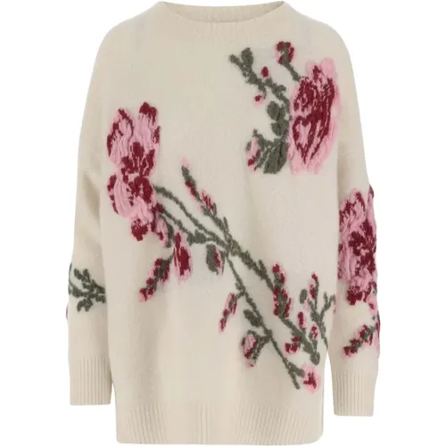 Rose Jacquard Wollmischpullover , Damen, Größe: S - Blumarine - Modalova