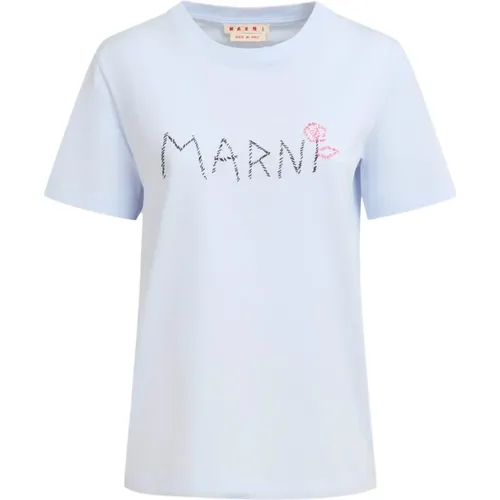 Jersey-T-Shirt mit Mending , Damen, Größe: 2XS - Marni - Modalova