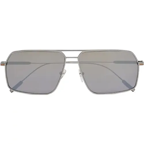 Square Metal Sunglasses with Silver Mirror , male, Sizes: 62 MM - Ermenegildo Zegna - Modalova