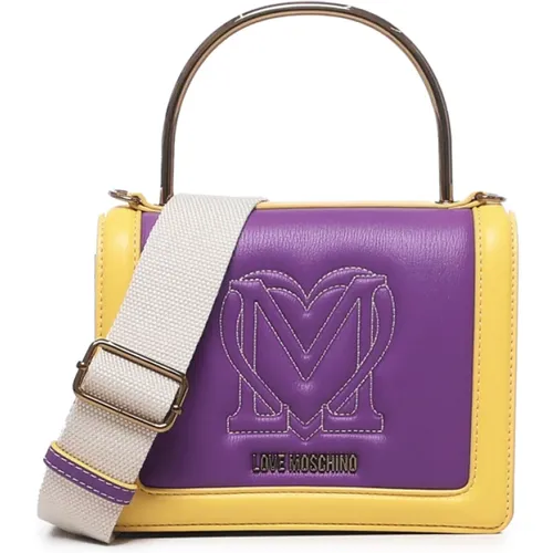 Stylish Mini Shoulder Bag Purple Yellow , female, Sizes: ONE SIZE - Love Moschino - Modalova