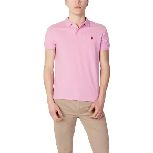 Rosa einfarbiges Polo mit Knopfleiste - U.S. Polo Assn. - Modalova