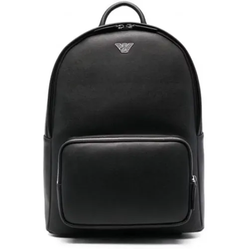 Leather Backpack with Eagle Logo , male, Sizes: ONE SIZE - Emporio Armani - Modalova