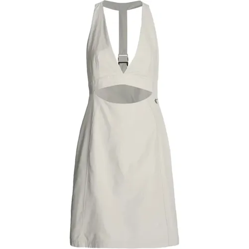 Elegantes Rückenfreies Kleid mit Logo-Gürtelschnalle - Calvin Klein - Modalova