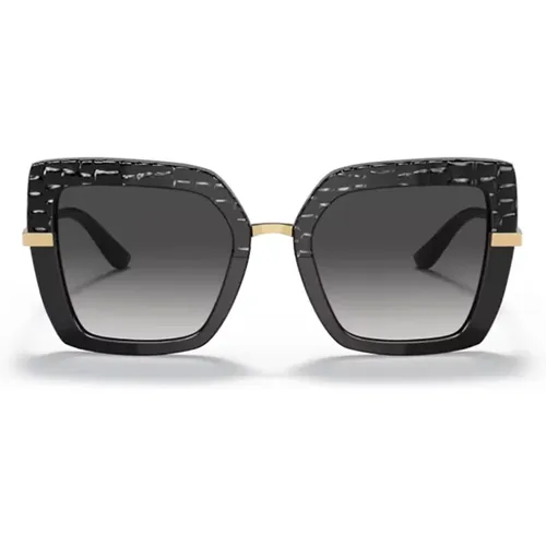 Schwarze Sonnenbrille Metallrahmen Stil Upgrade , Damen, Größe: 52 MM - Dolce & Gabbana - Modalova