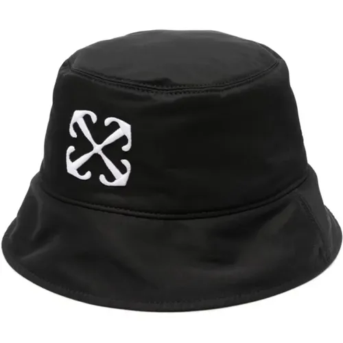 Schwarzer Logo-Hut , Herren, Größe: L - Off White - Modalova
