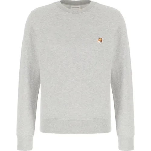 Sweatshirts,Fox Head Patch Crewneck Sweatshirt,Sweatshirt mit Logo-Detail am Rundhalsausschnitt - Maison Kitsuné - Modalova