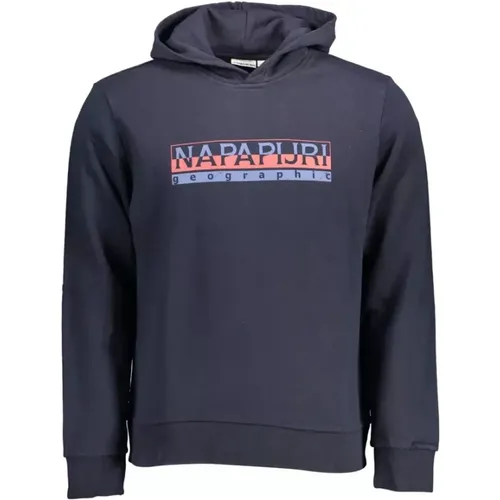 Blauer Baumwoll-Kapuzenpullover mit Logodruck - Napapijri - Modalova