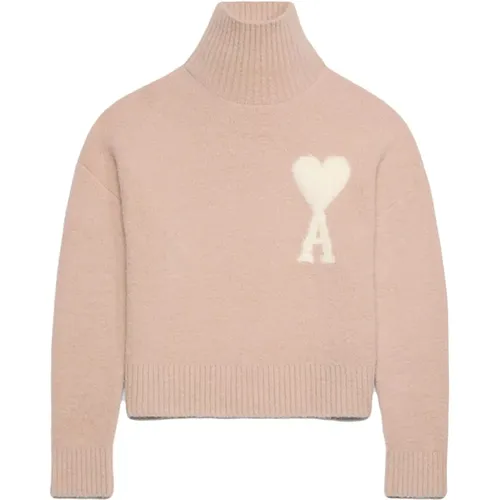 Alpaca Turtleneck Sweater Rose , male, Sizes: L - Ami Paris - Modalova