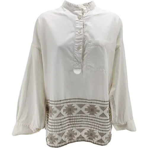 Ivory Embroidered Sequin Shirt , female, Sizes: XS - bazar deluxe - Modalova
