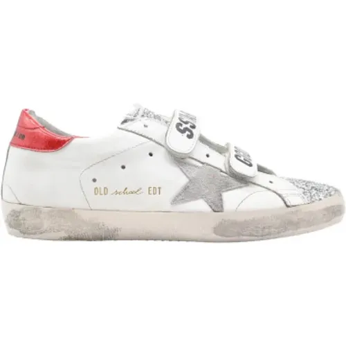 White Glitter Suede Red Sneakers , female, Sizes: 6 UK - Golden Goose - Modalova